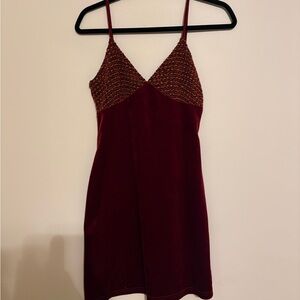 Papaya Deep Red Velvet Dress